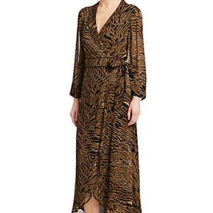 Ganni Animal Print Midi Wrap Dress